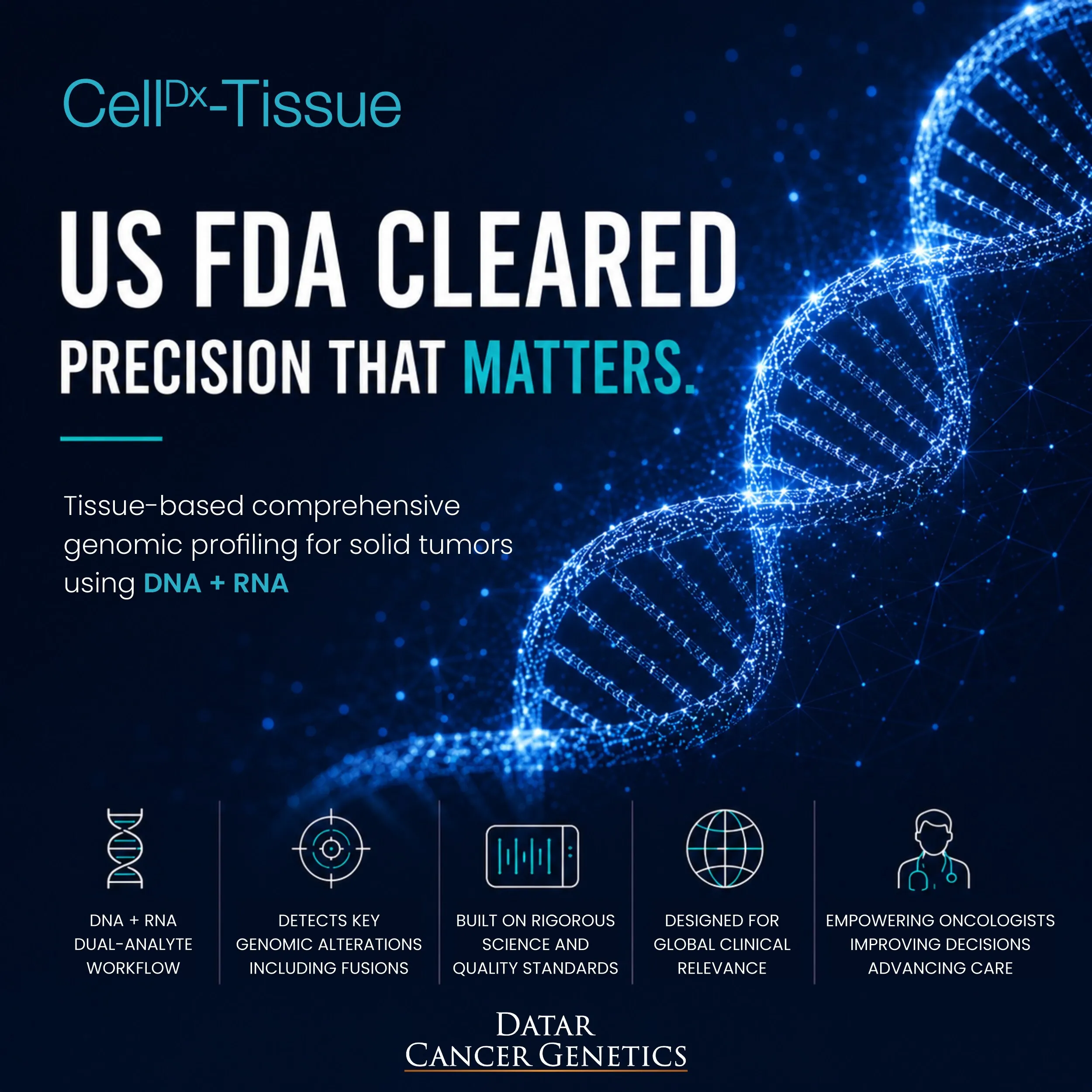 Datar Cancer Genetics Receives Landmark US FDA Clearance for CellDx-Tissue, a Comprehensive Genomic Profiling Assay for Solid Tumors Using DNA + RNA