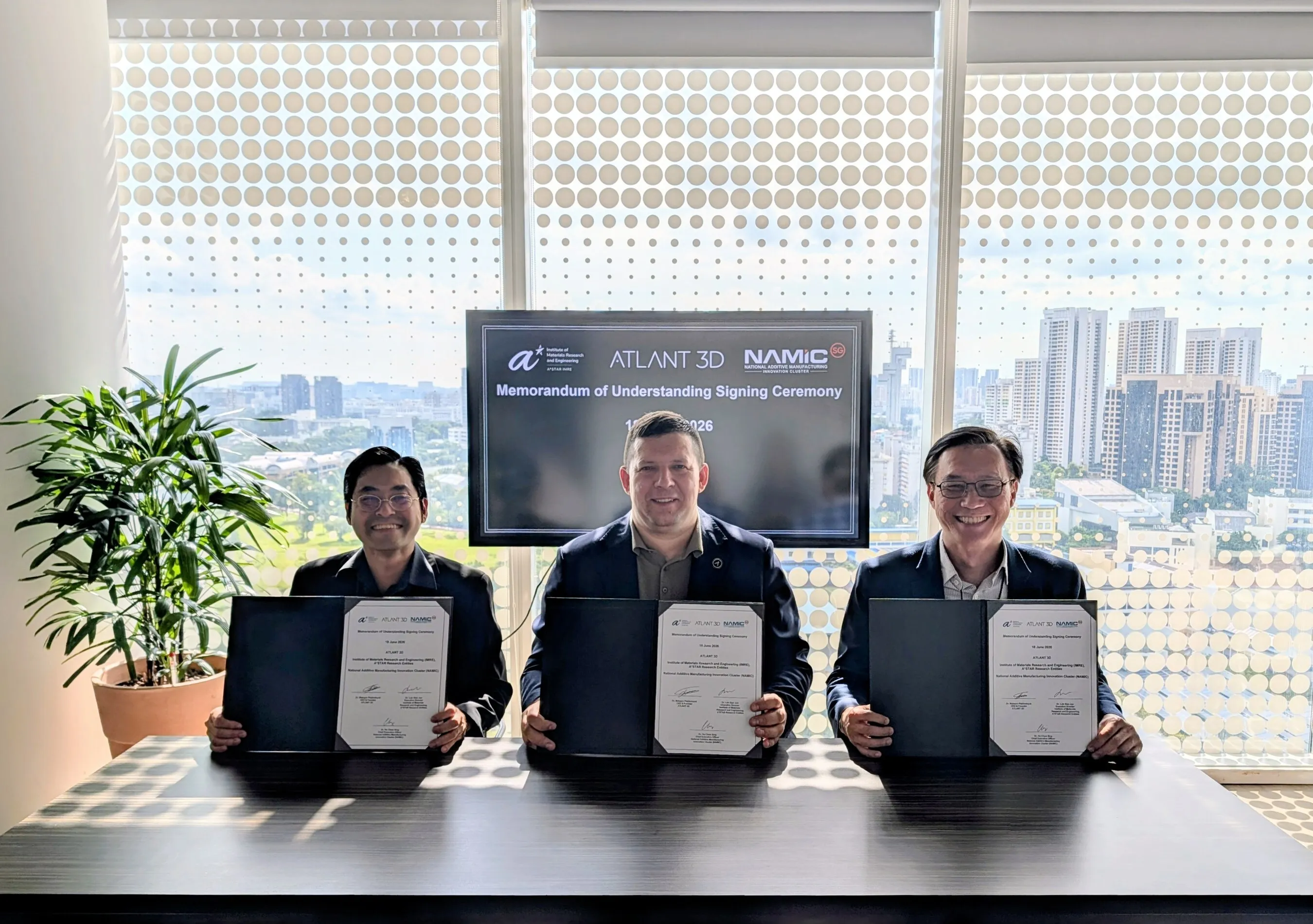 ATLANT 3D, A*STAR IMRE and NAMIC Sign MoU to Advance AI-Driven Materials Discovery in Singapore